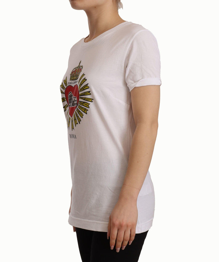 Dolce & Gabbana White Roma Print Cotton Crewneck T-shirt - Ellie Belle