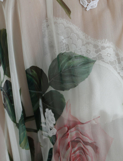 Dolce & Gabbana White Rose Print A-line Pleated Maxi Dress - Ellie Belle