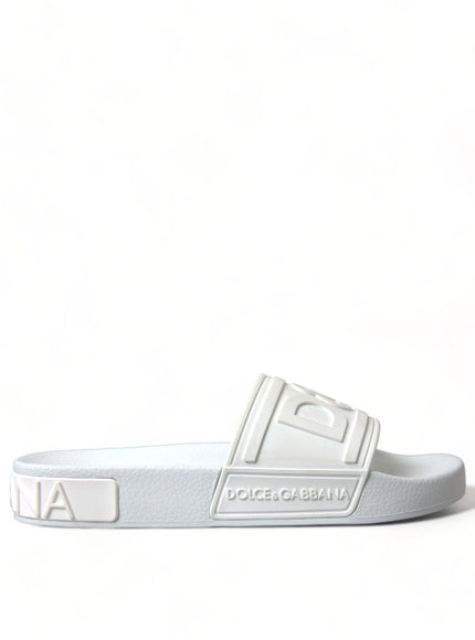 Dolce & Gabbana White Rubber Sandals Slides Beachwear Shoes - Ellie Belle