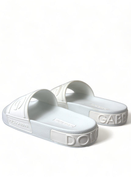 Dolce & Gabbana White Rubber Sandals Slides Beachwear Shoes - Ellie Belle