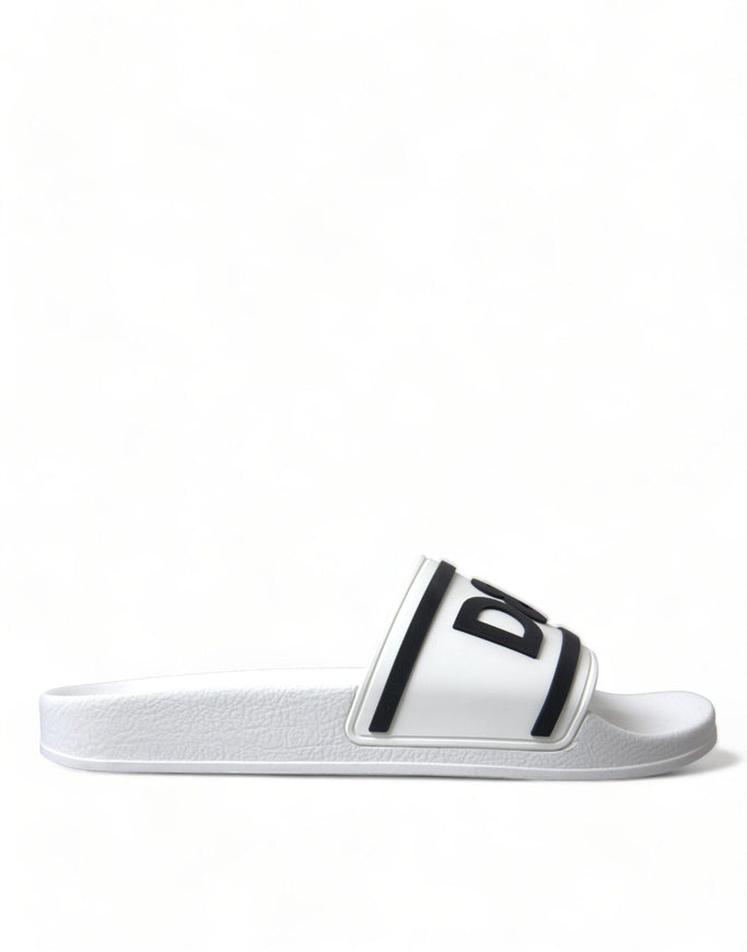 Dolce & Gabbana White Rubber Sandals Slippers Beachwear Men Shoes - Ellie Belle