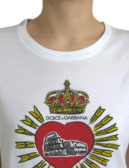 Dolce & Gabbana White Sacred Heart Print Round Neck T-shirt - Ellie Belle