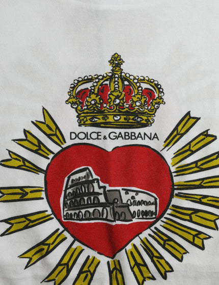 Dolce & Gabbana White Sacred Heart Print Round Neck T-shirt - Ellie Belle