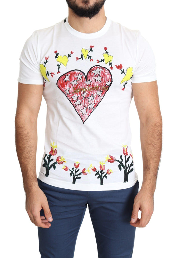 Dolce & Gabbana White Saint Valentine Print Cotton Men T-shirt - Ellie Belle