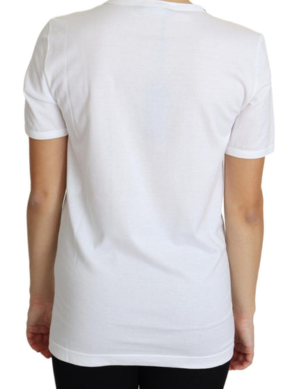 Dolce & Gabbana White San Valentino Heart Crystals T-shirt Top - Ellie Belle
