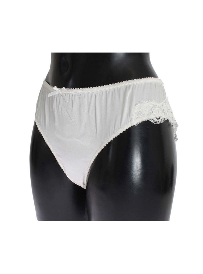Dolce & Gabbana White Satin Stretch Underwear Panties - Ellie Belle