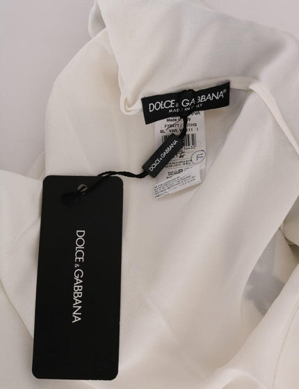 Dolce & Gabbana White Silk Black Frame Blouse - Ellie Belle