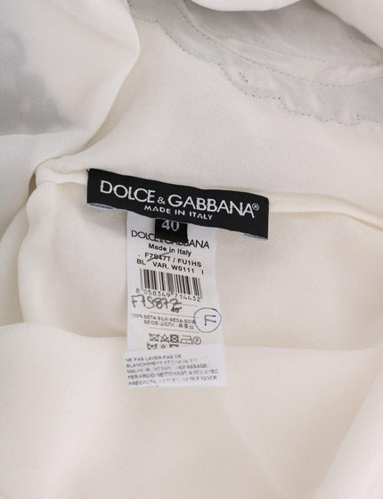 Dolce & Gabbana White Silk Black Frame Blouse - Ellie Belle