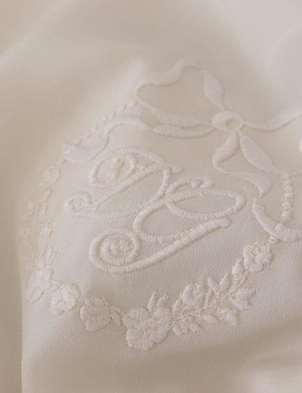 Dolce & Gabbana White Silk DG Logo Embroidered Long Sleeves Blouse - Ellie Belle