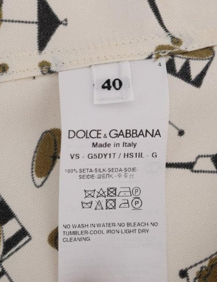 Dolce & Gabbana White Silk JAZZ Motive Print Shirt - Ellie Belle