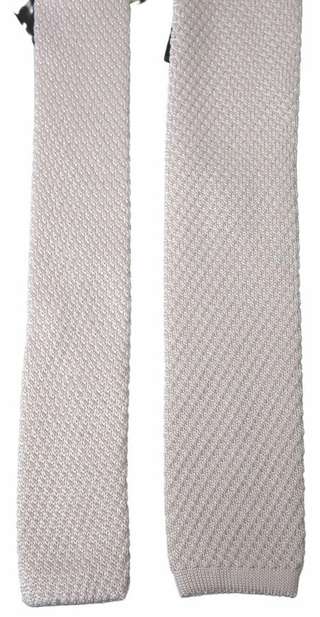 Dolce & Gabbana White Silk Knitted Classic Men Necktie Accessory Tie - Ellie Belle