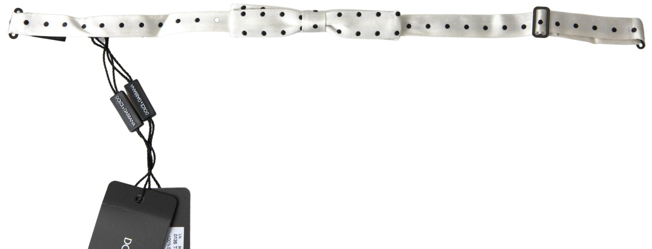 Dolce & Gabbana White Silk Polka Dot Adjustable Neck Men Bow Tie - Ellie Belle