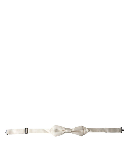 Dolce & Gabbana White Silk Slim Adjustable Neck Papillon Bow Tie - Ellie Belle