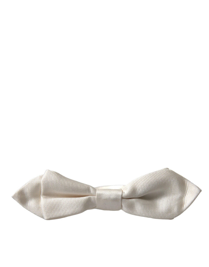 Dolce & Gabbana White Silk Slim Adjustable Neck Papillon Bow Tie - Ellie Belle