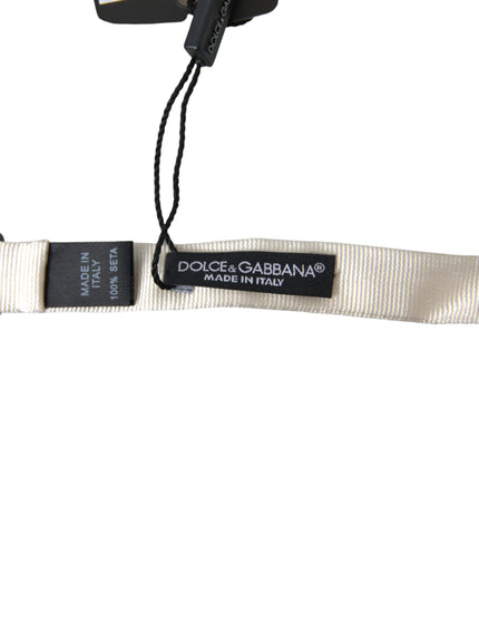 Dolce & Gabbana White Silk Slim Adjustable Neck Papillon Bow Tie - Ellie Belle