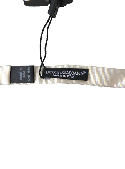 Dolce & Gabbana White Silk Slim Adjustable Neck Papillon Bow Tie