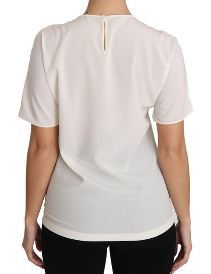 Dolce & Gabbana White Silk Stretch #dgfamily T-shirt - Ellie Belle