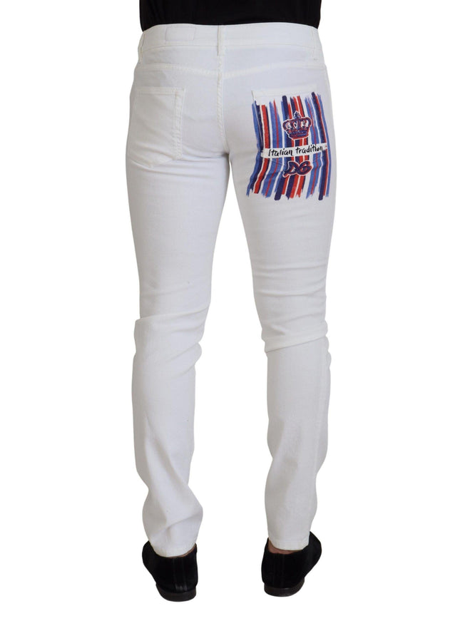 Dolce & Gabbana White Slim Skinny Stretch Cotton Denim Jeans - Ellie Belle