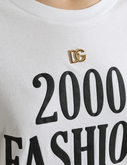 Dolce & Gabbana White Slogan Print Lacing Detailed T-shirt - Ellie Belle