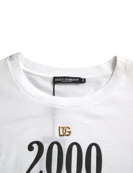Dolce & Gabbana White Slogan Print Lacing Detailed T-shirt - Ellie Belle