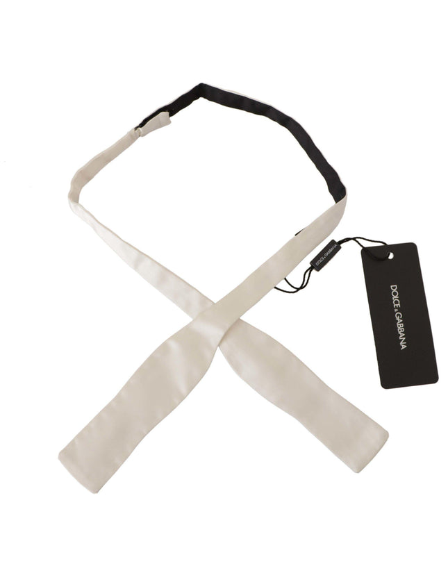 Dolce & Gabbana White Solid Silk Adjustable Neck Papillon Bowtie - Ellie Belle