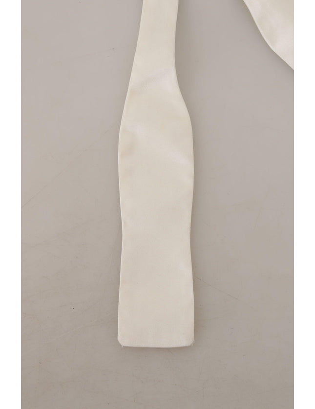 Dolce & Gabbana White Solid Silk Adjustable Neck Papillon Bowtie - Ellie Belle