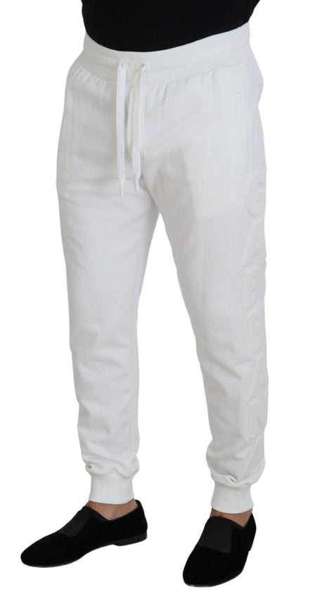 Dolce & Gabbana White Sport Logo Cotton Sweatpants Trousers Pants - Ellie Belle