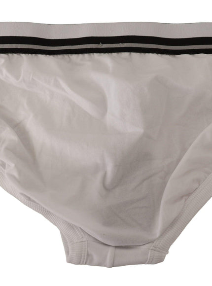 Dolce & Gabbana White Stripe Cotton Stretch Midi Brief Underwear - Ellie Belle