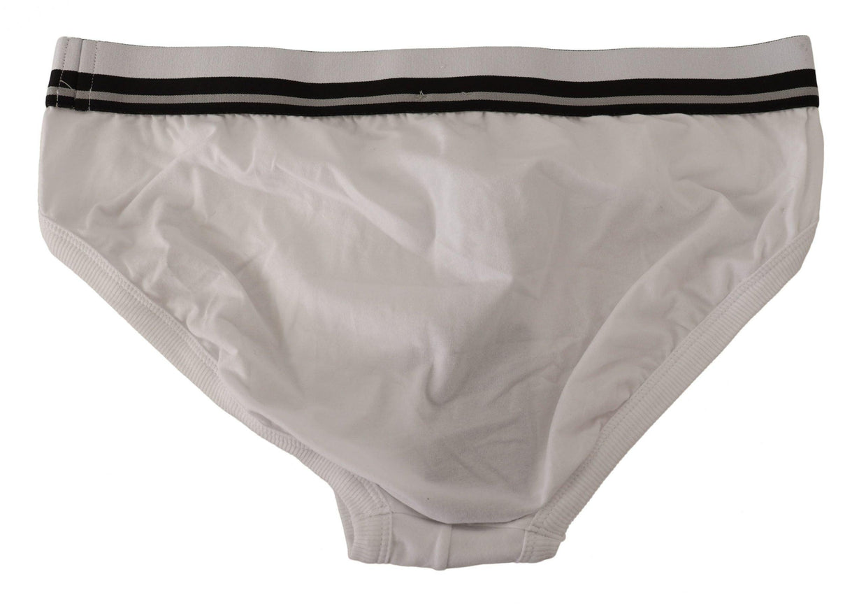 Dolce & Gabbana White Stripe Cotton Stretch Midi Brief Underwear - Ellie Belle