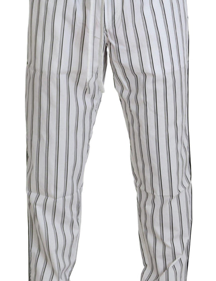 Dolce & Gabbana White Striped Cotton Men Pants - Ellie Belle
