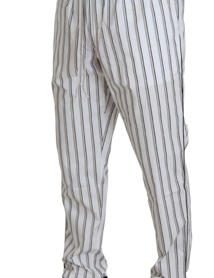 Dolce & Gabbana White Striped Cotton Men Pants - Ellie Belle