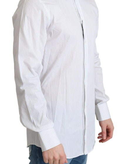 Dolce & Gabbana White Stripes Cotton Formal Dress Shirt - Ellie Belle