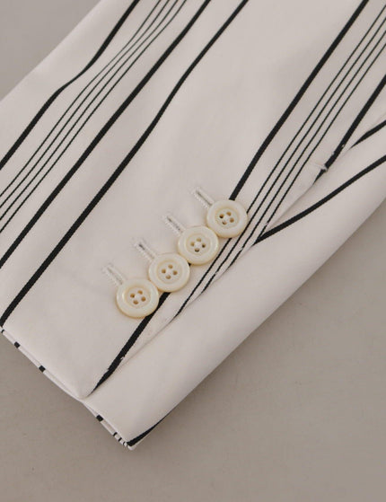 Dolce & Gabbana White Stripes Cotton Single Breasted Blazer - Ellie Belle