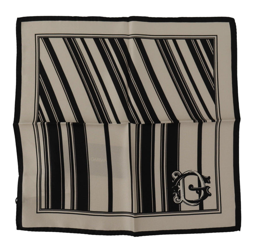 Dolce & Gabbana White Stripes DG Logo Square Handkerchief Scarf - Ellie Belle