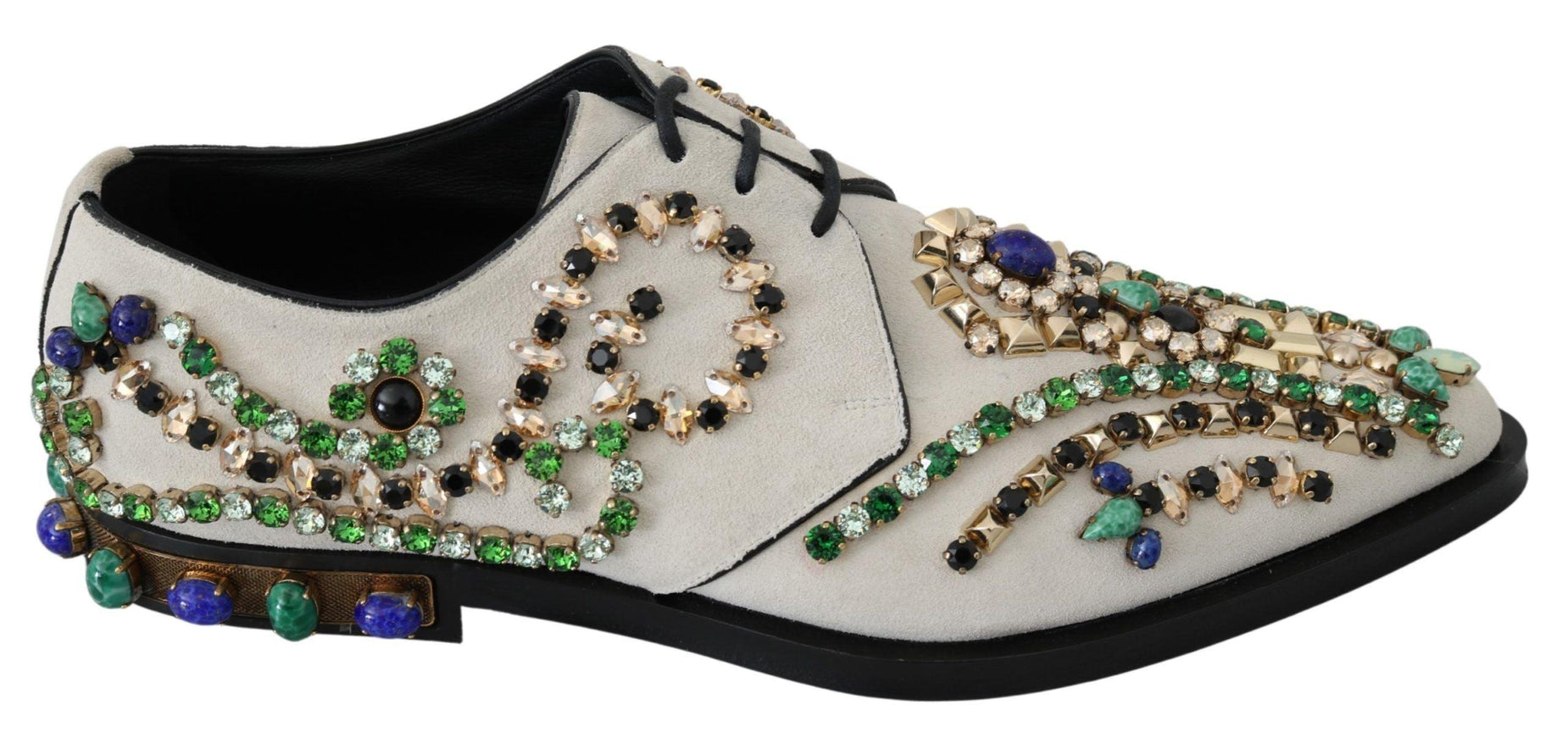 Dolce & Gabbana White Suede Crystal Dress Broque Shoes - Ellie Belle