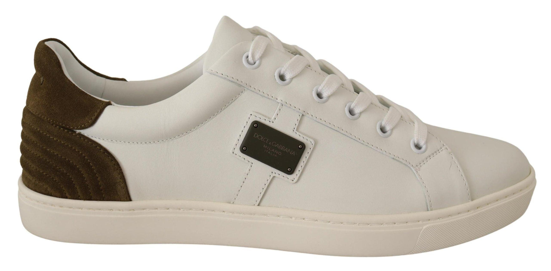 Dolce & Gabbana White Suede Leather Mens Low Tops Sneakers - Ellie Belle