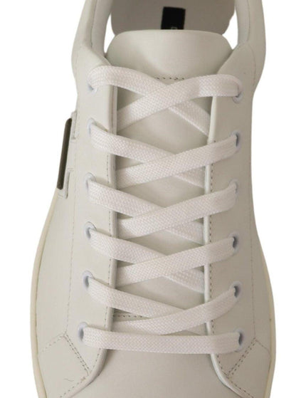 Dolce & Gabbana White Suede Leather Mens Low Tops Sneakers - Ellie Belle