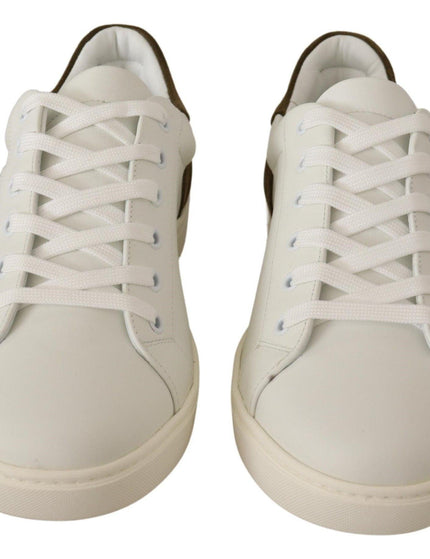 Dolce & Gabbana White Suede Leather Mens Low Tops Sneakers - Ellie Belle