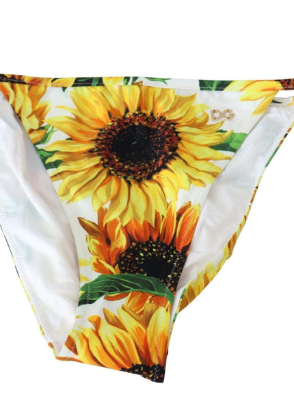 Dolce & Gabbana White Sunflower Swimwear Beachwear Bikini Bottom - Ellie Belle