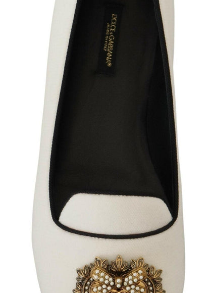 Dolce & Gabbana White Velvet Slip Ons Loafers Flats Shoes - Ellie Belle