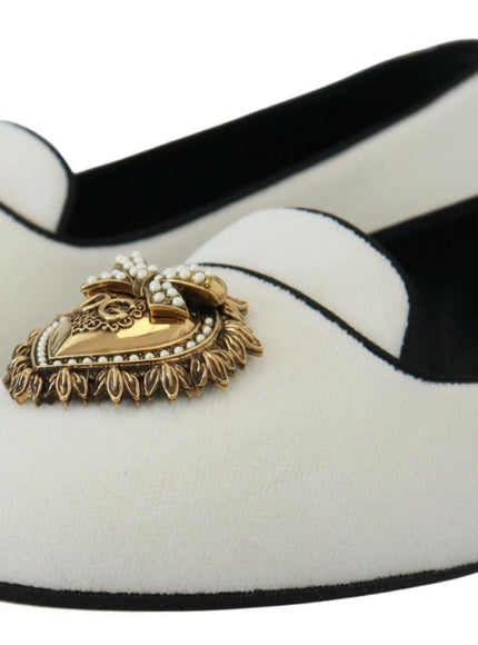 Dolce & Gabbana White Velvet Slip Ons Loafers Flats Shoes - Ellie Belle