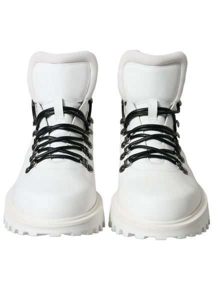 Dolce & Gabbana White Vulcano Trekking Ankle Boots Shoes - Ellie Belle
