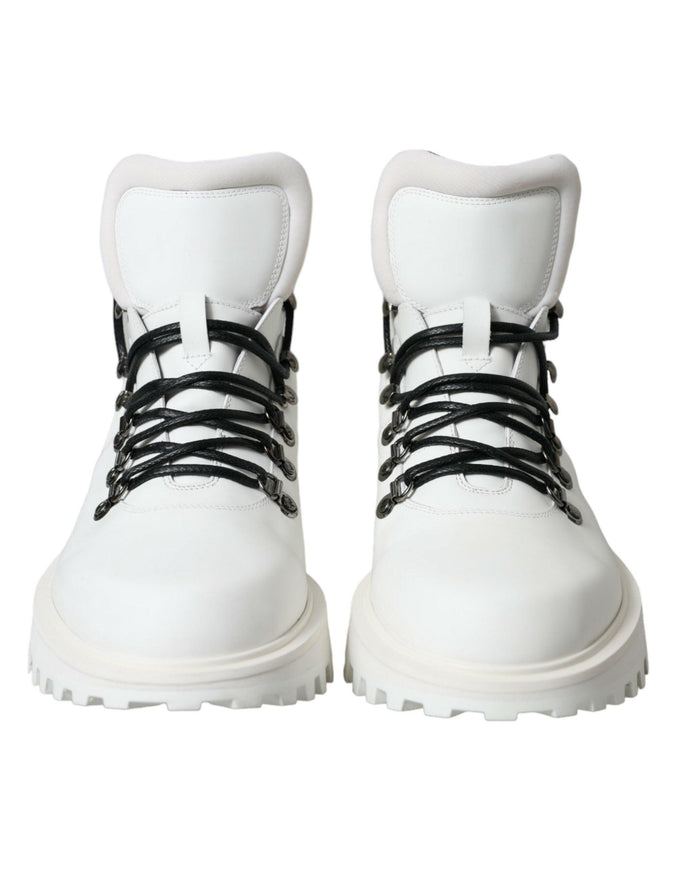 Dolce & Gabbana White Vulcano Trekking Ankle Boots Shoes - Ellie Belle