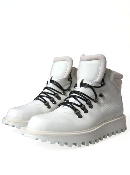 Dolce & Gabbana White Vulcano Trekking Ankle Boots Shoes - Ellie Belle