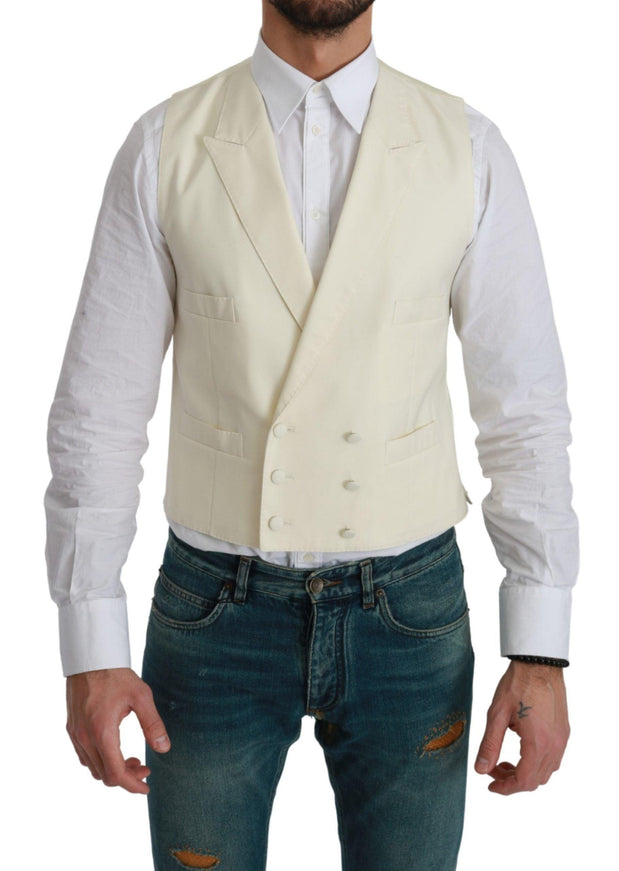 Dolce & Gabbana White Waistcoat Formal Wool Vest - Ellie Belle