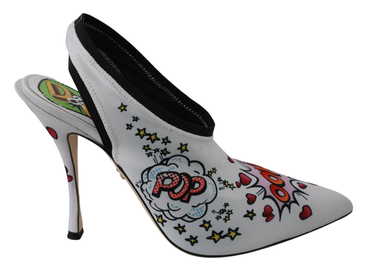 Dolce & Gabbana White WOW Neoprene Stretch Pumps Shoes - Ellie Belle