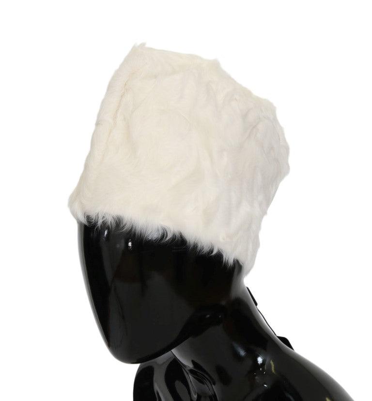 Dolce & Gabbana White Xiangao Lamb Fur Beanie - Ellie Belle