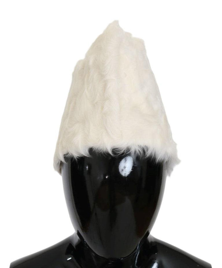 Dolce & Gabbana White Xiangao Lamb Fur Beanie - Ellie Belle