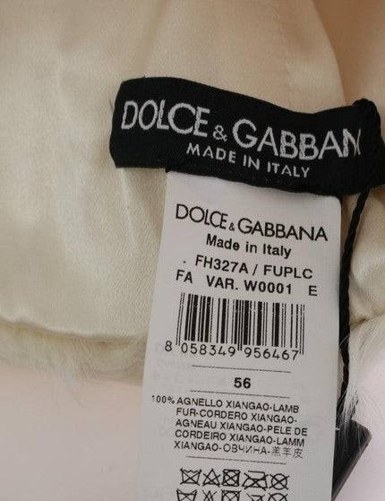 Dolce & Gabbana White Xiangao Lamb Fur Beanie - Ellie Belle