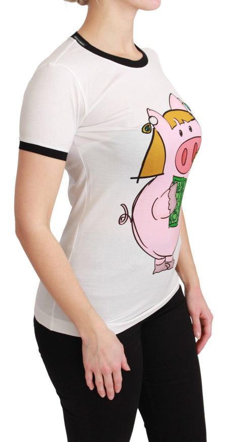 Dolce & Gabbana White YEAR OF THE PIG Top Cotton T-shirt